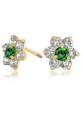 entrancing gold flower baby birthstone earrings